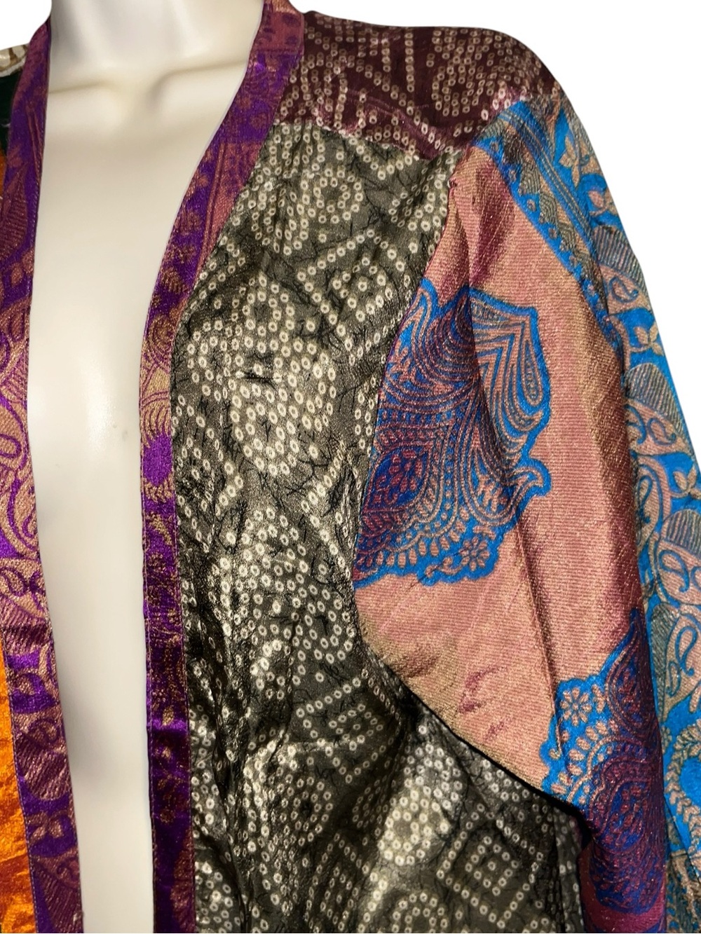 Bohemian Multi-Color Tie-Front Kimono - Picture 4 of 9